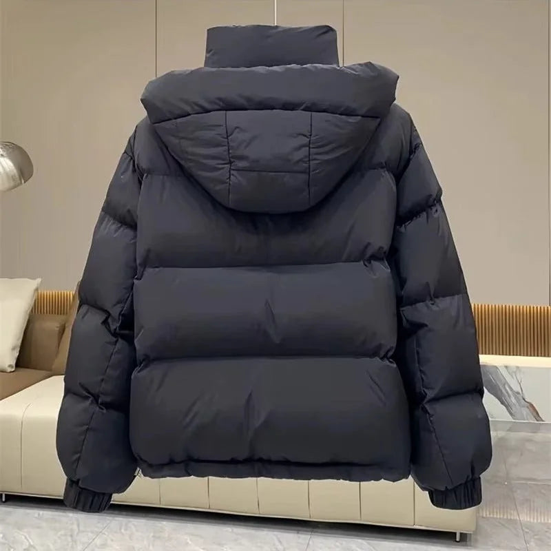 Puffer Jacket Black High Neck - Black