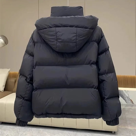 Puffer Jacket Black High Neck - Black