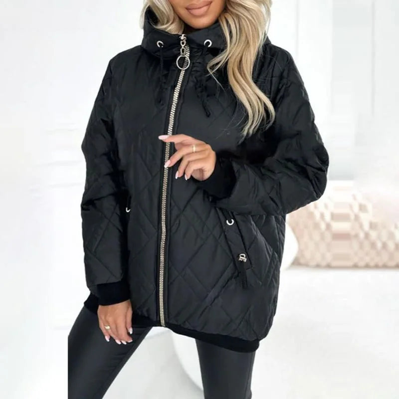 Quilted Jacket Black Diamond Stitch - Black