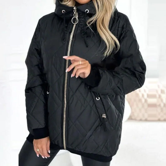 Quilted Jacket Black Diamond Stitch - Black