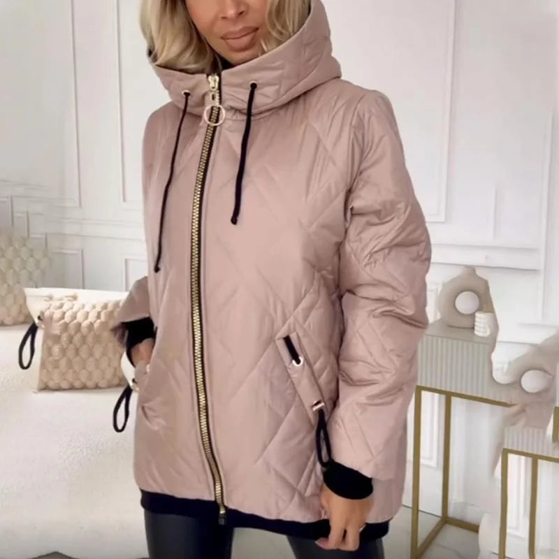 Quilted Jacket Black Diamond Stitch - Pink