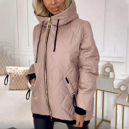 Quilted Jacket Black Diamond Stitch - Pink