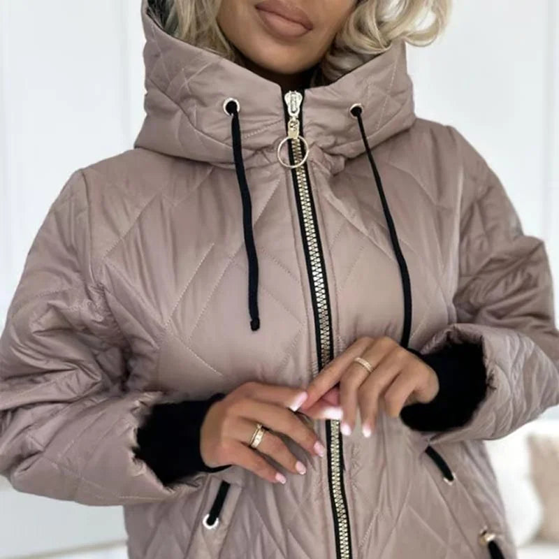 Quilted Jacket Black Diamond Stitch - Pink