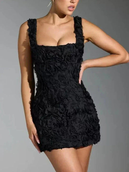 Corset Mini Dress Black Rose