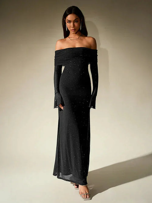 Off Shoulder Maxi Dress Black