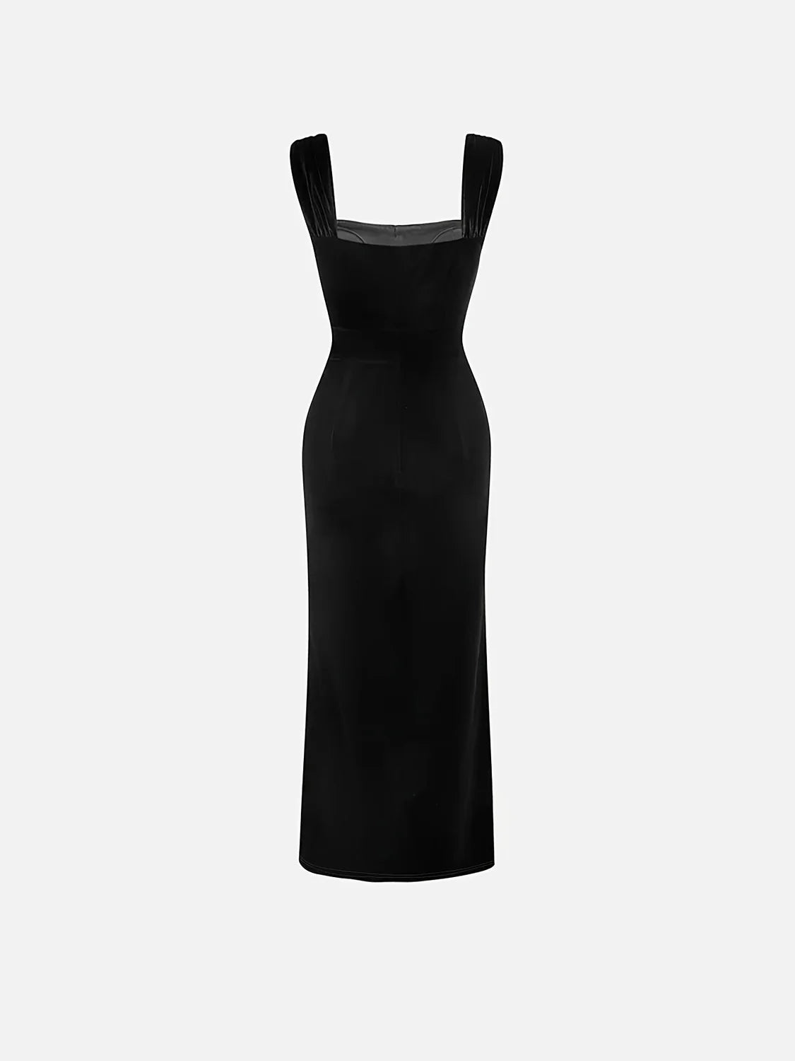 Velvet Maxi Dress Black Lace Bow - Black