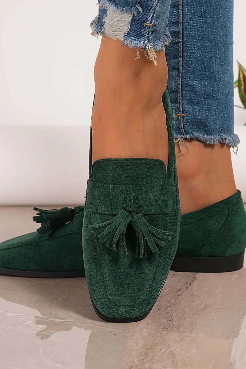 Loafers Navy Tassel Slip-On - Green