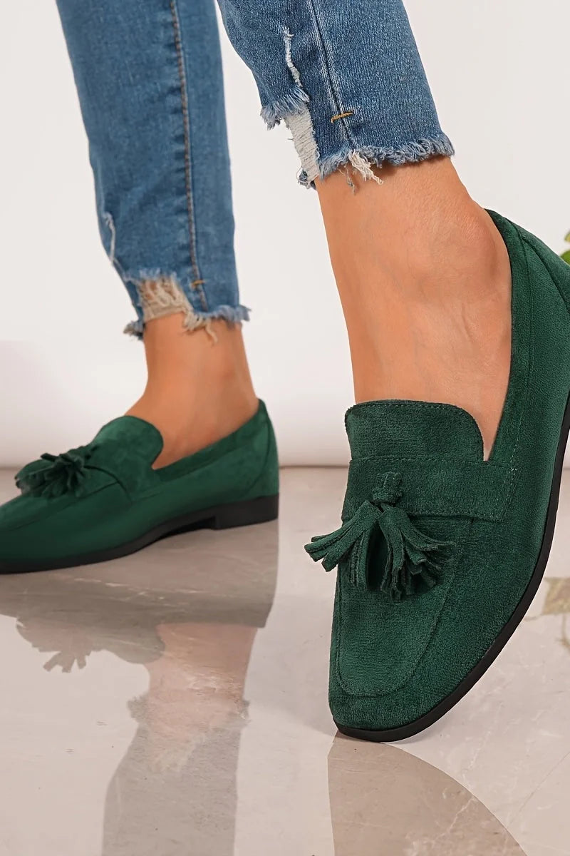 Loafers Navy Tassel Slip-On - Green