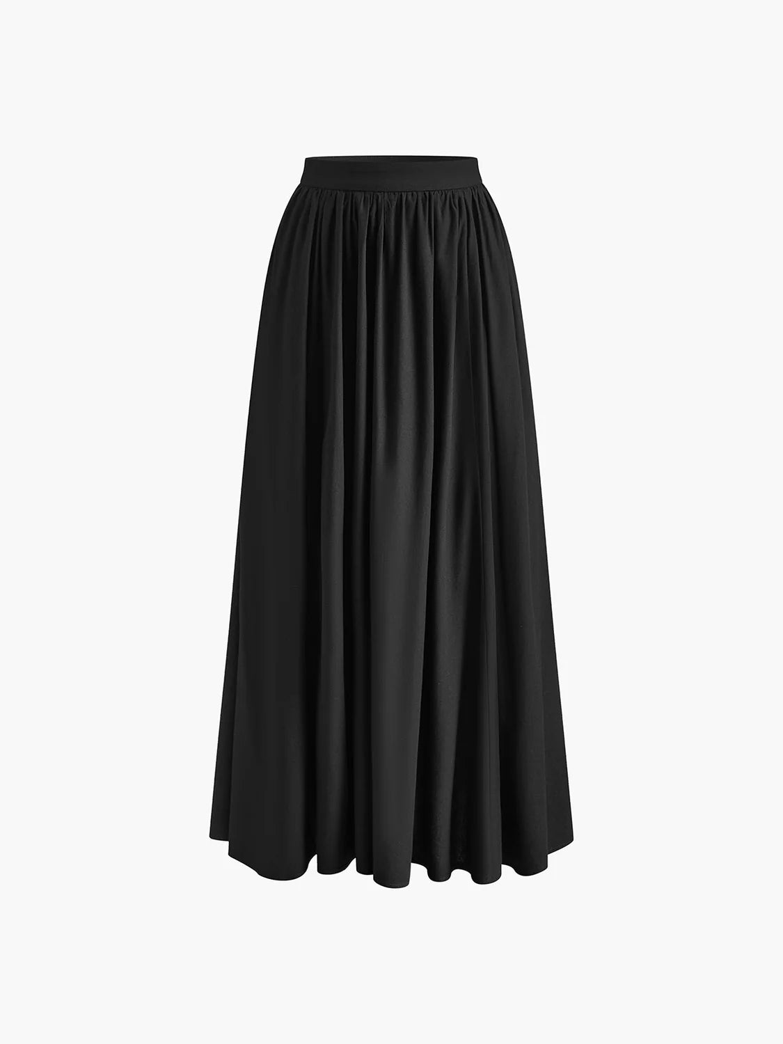 Maxi Skirt Black High Waist A-Line - Black