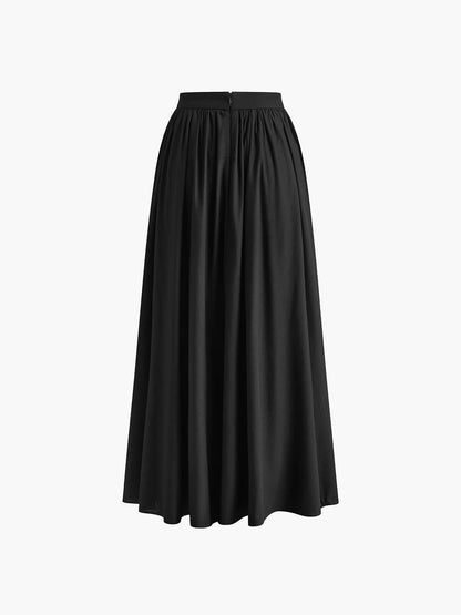 Maxi Skirt Black High Waist A-Line - Black