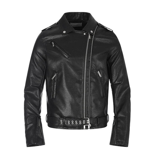 Men's Biker Jacket Black Asymmetric Zip