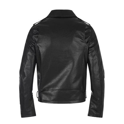 Men's Biker Jacket Black Asymmetric Zip - Black