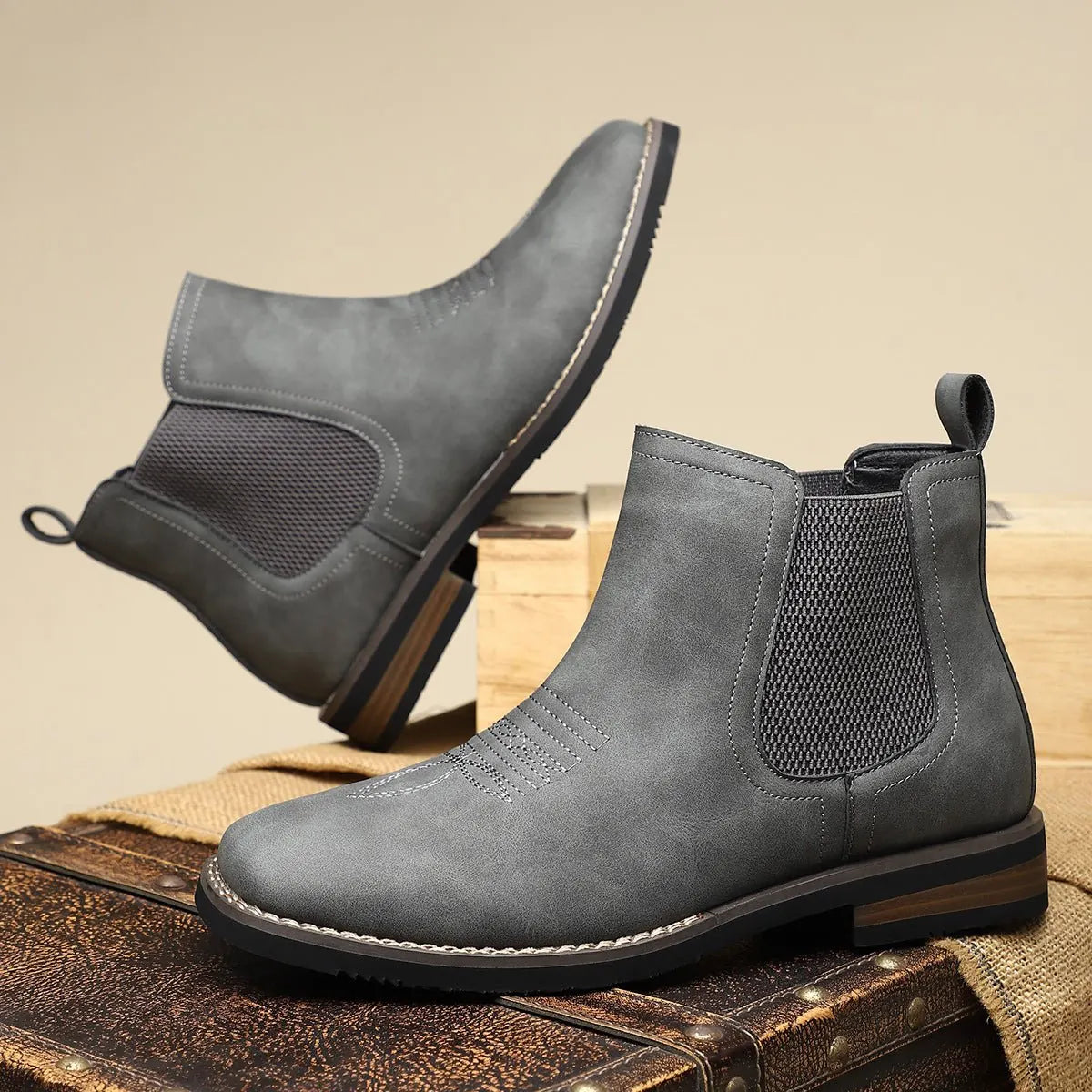 Men's Chelsea Boots Midnight Western Stitch - Charcoal