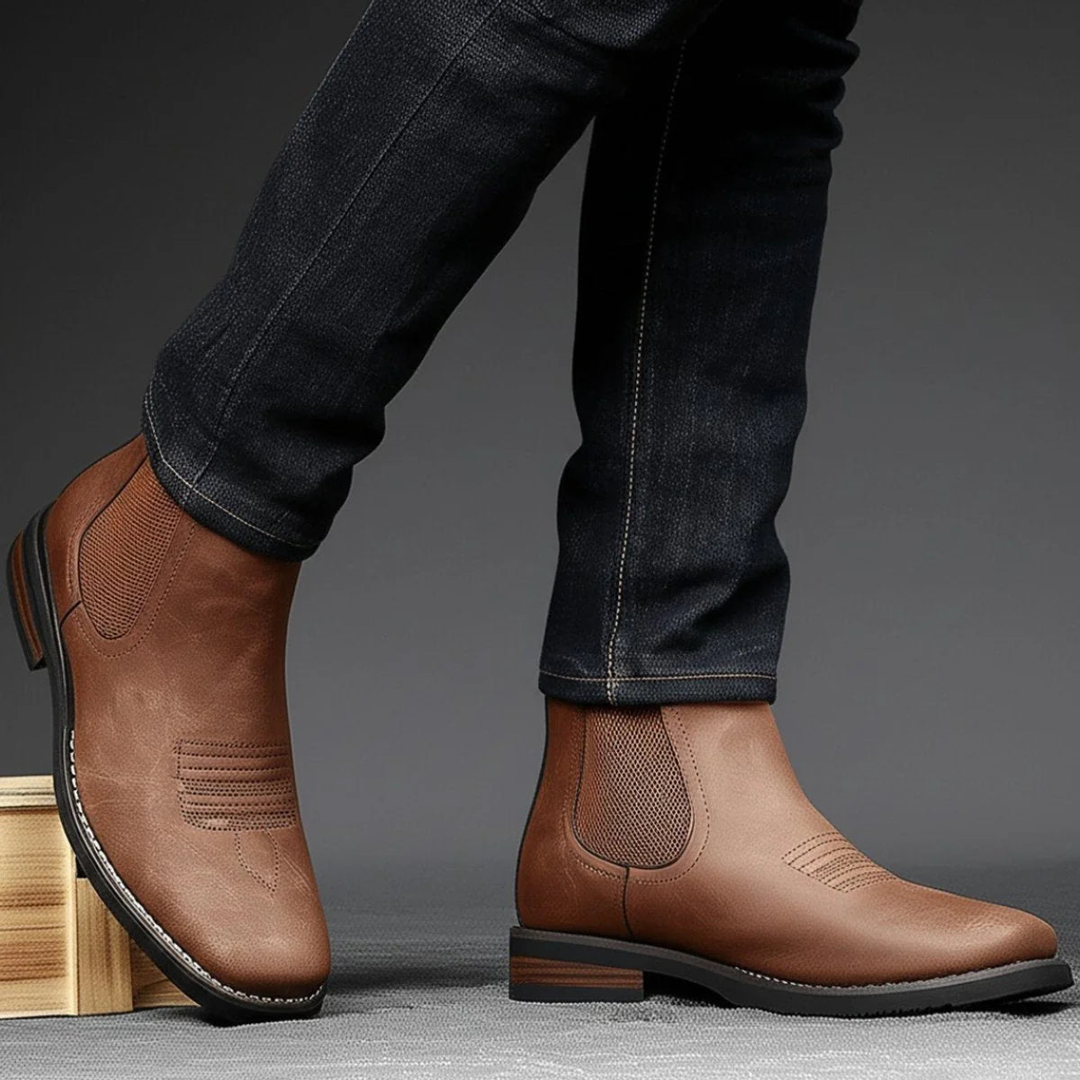 Men's Chelsea Boots Midnight Western Stitch - Chestnut Brown