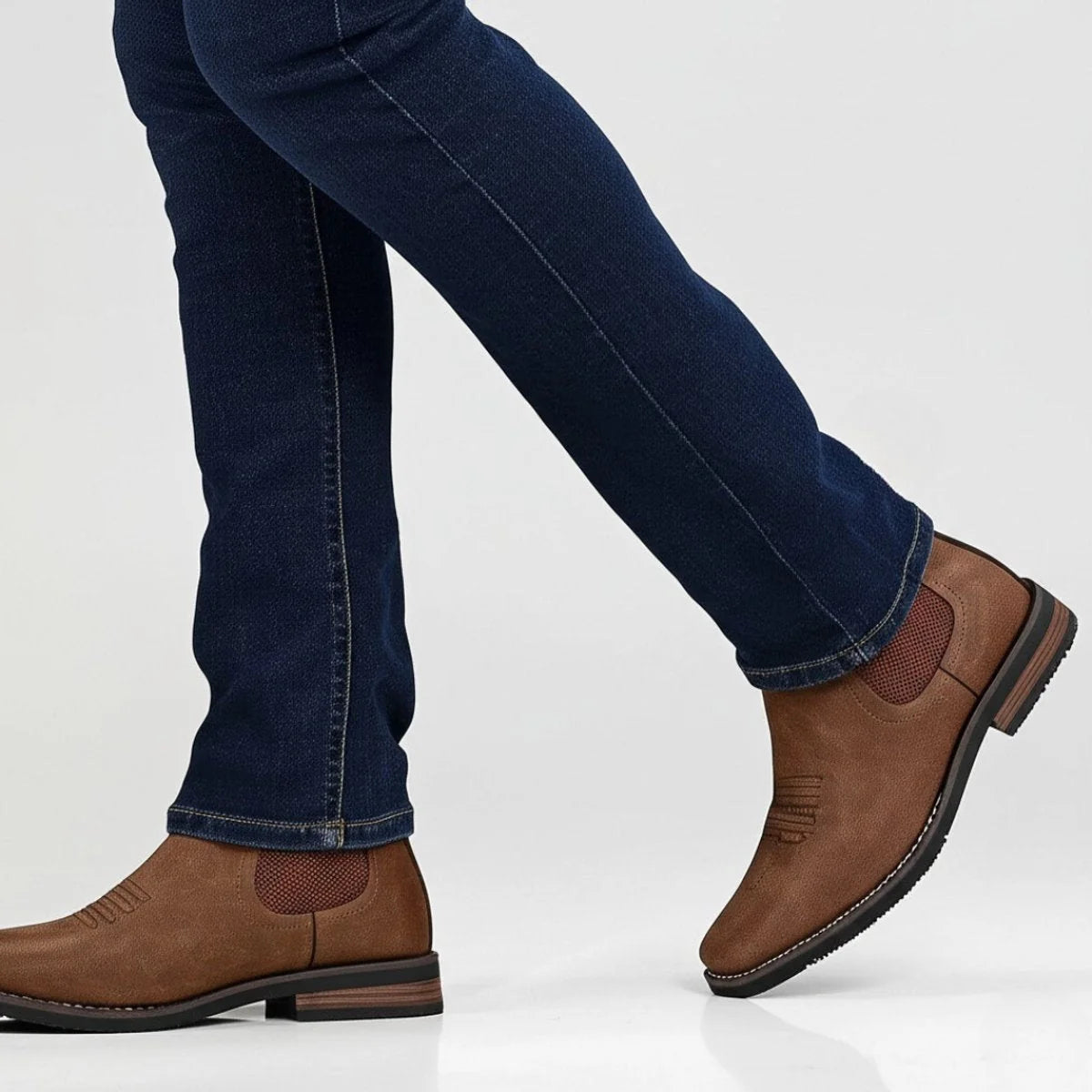 Men's Chelsea Boots Midnight Western Stitch - Chestnut Brown
