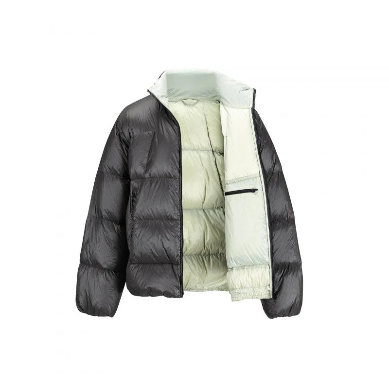 Men's Puffer Jacket Black Reversible - Black