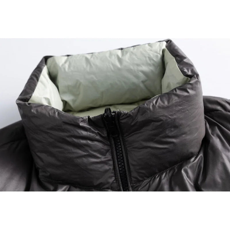 Men's Puffer Jacket Black Reversible - Black