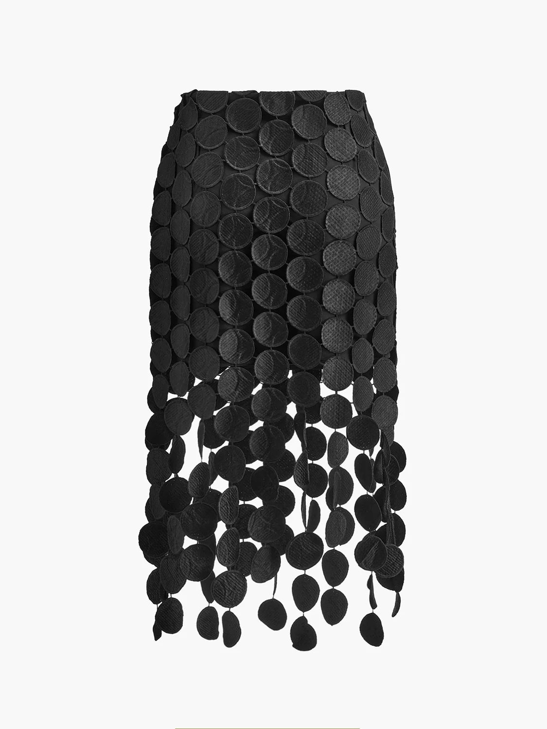 Midi Skirt Black Circle Cutout - Black