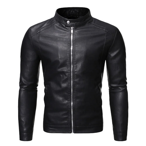 Men's Biker Jacket Black Slim Racer