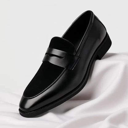 Men's Loafers Black Penny Suede Panel - Black