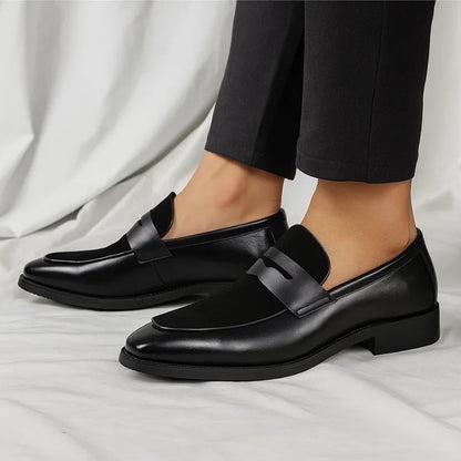Men's Loafers Black Penny Suede Panel - Black