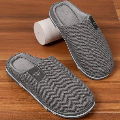 Men's Slippers Dark Grey Herringbone - Dark Grey
