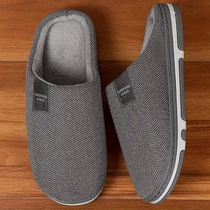 Men's Slippers Dark Grey Herringbone - Dark Grey