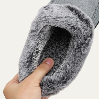 Men's Slippers Grey Faux Fur Collar - Grey