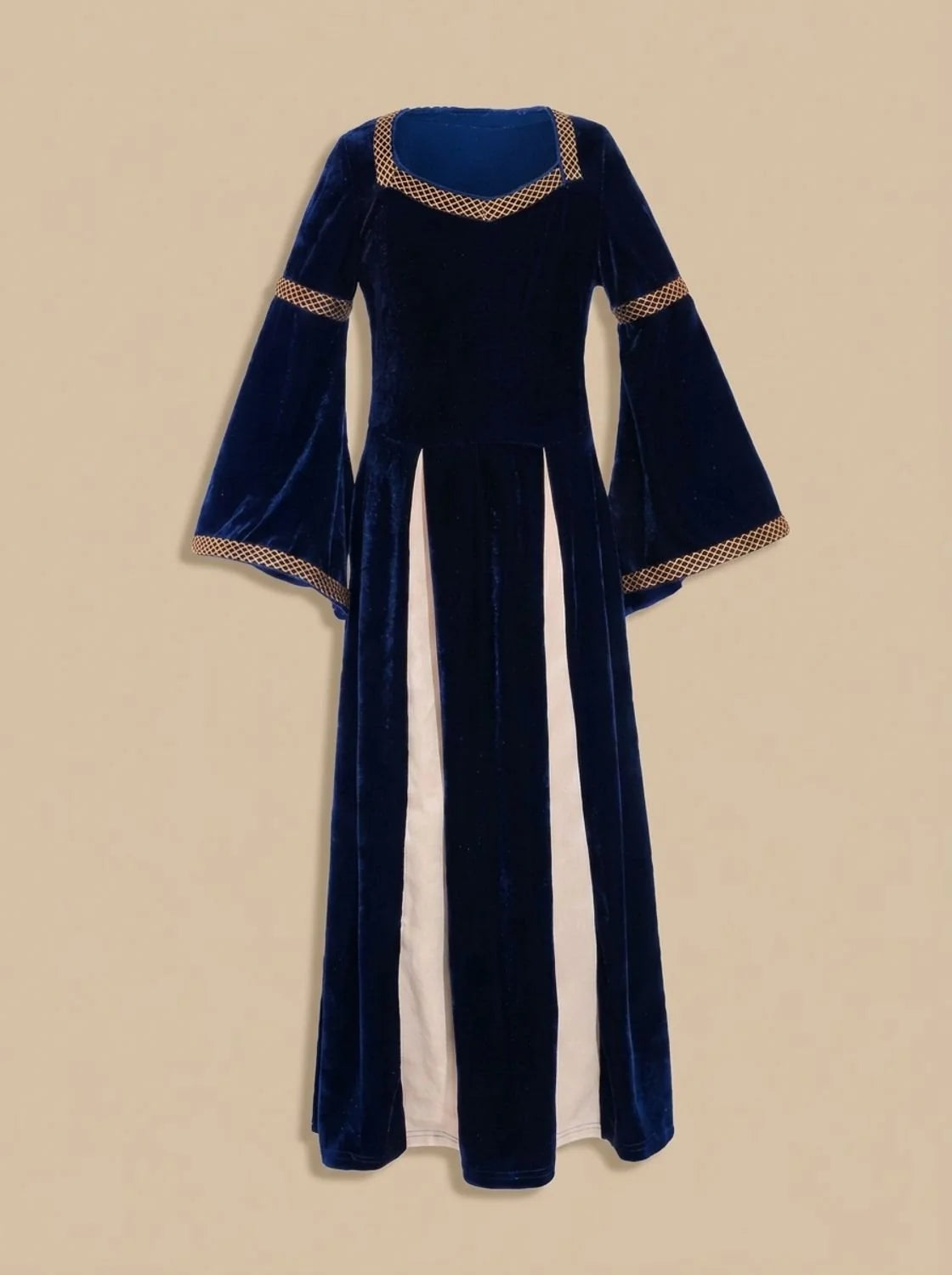 Red Maxi Dress Wine Velvet Bell-Sleeve - Blue