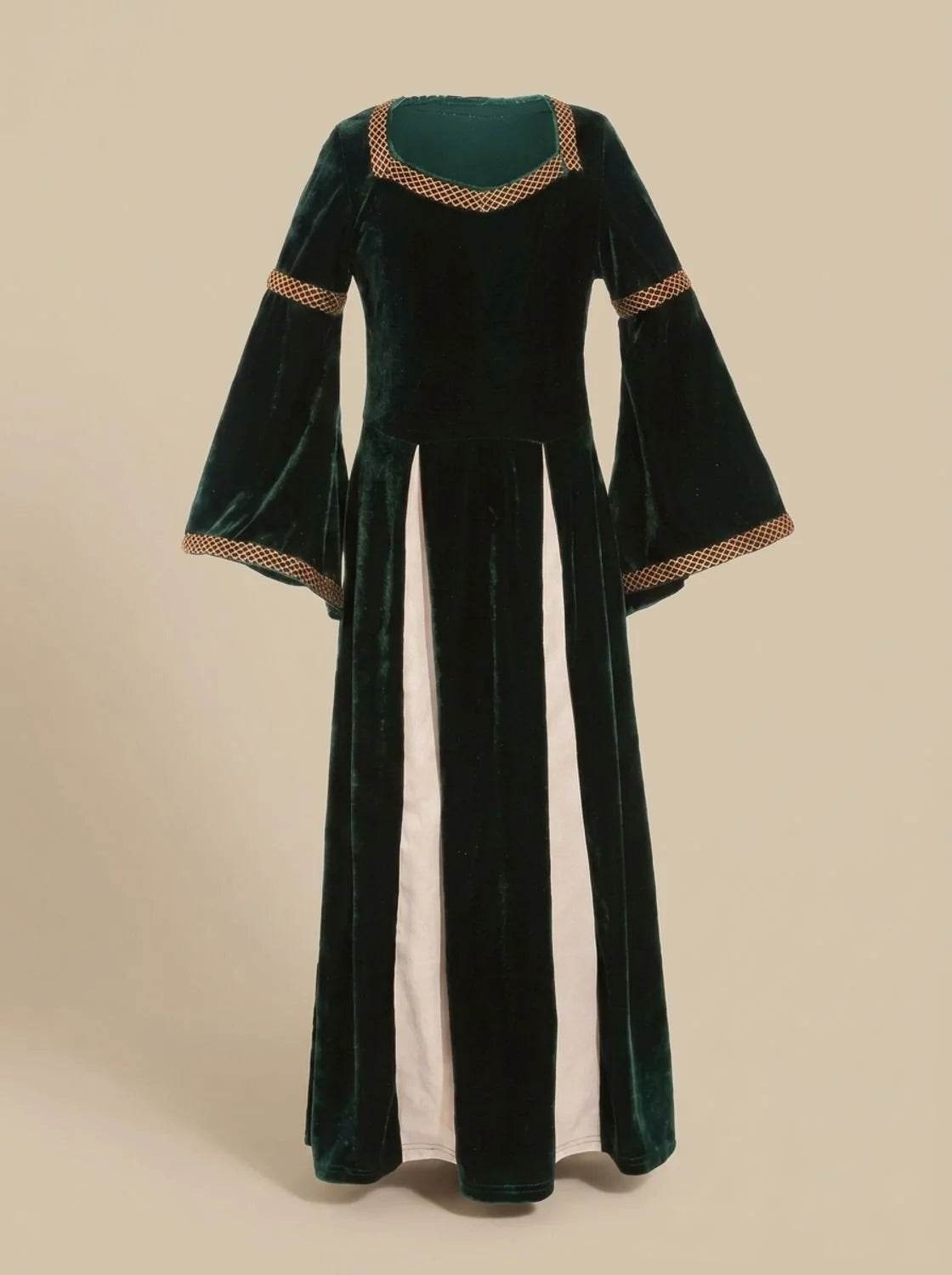 Red Maxi Dress Wine Velvet Bell-Sleeve - Dark Green
