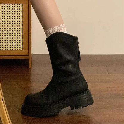 Chelsea Boots Black Chunky Lug Sole - Black
