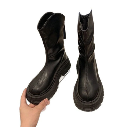Chelsea Boots Black Chunky Lug Sole - Black