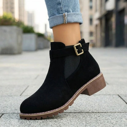 Chelsea Boots Black Suede Buckle - Black