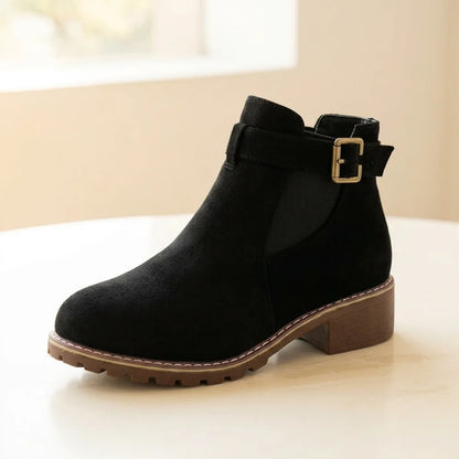 Chelsea Boots Black Suede Buckle - Black