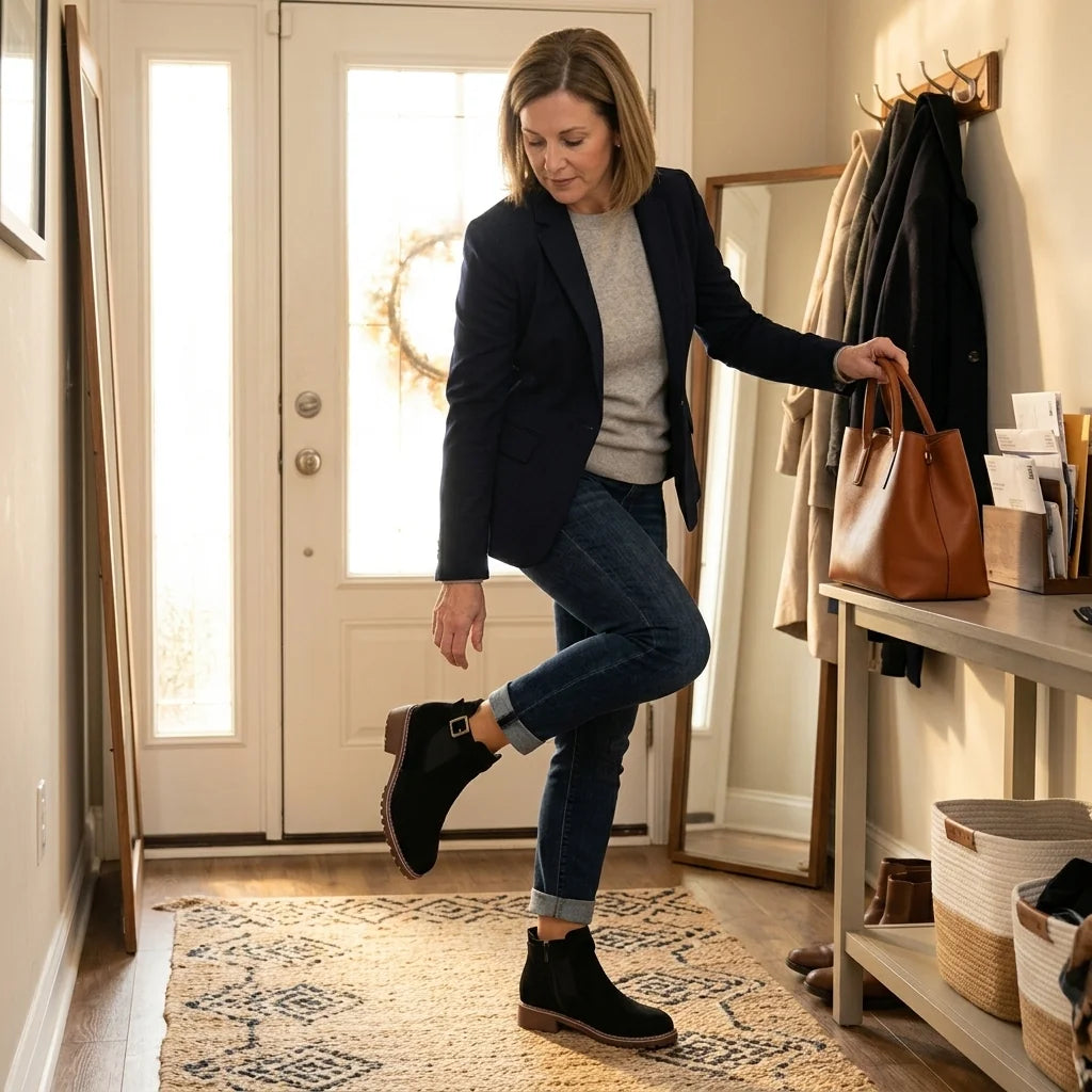 Chelsea Boots Black Suede Buckle - Black
