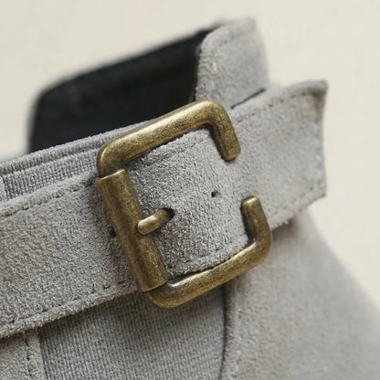 Chelsea Boots Black Suede Buckle - Grey