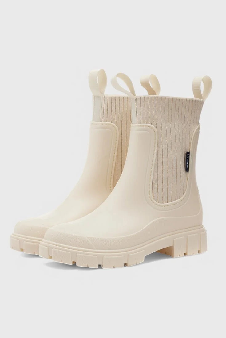 Chelsea Boots Black Waterproof Lug - Beige