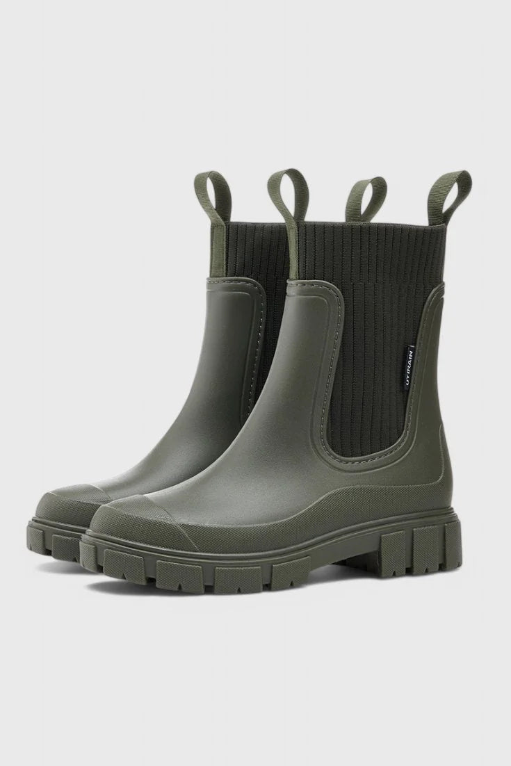 Chelsea Boots Black Waterproof Lug - Green