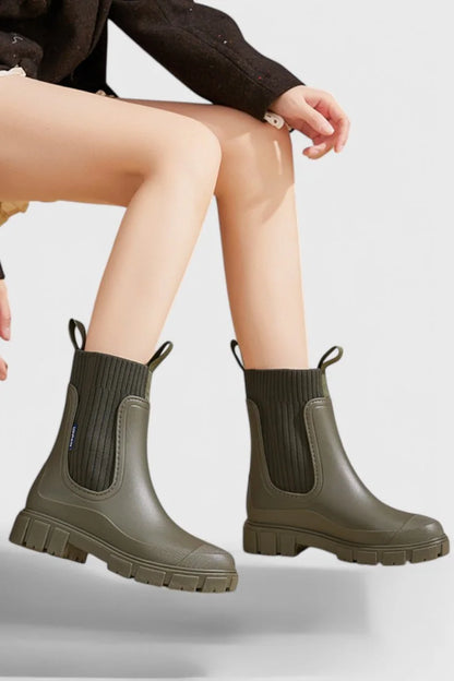 Chelsea Boots Black Waterproof Lug - Green