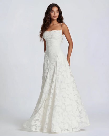 Lace Maxi Dress Burgundy Floral Straps - White