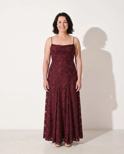 Lace Maxi Dress Burgundy Wrap - Burgundy