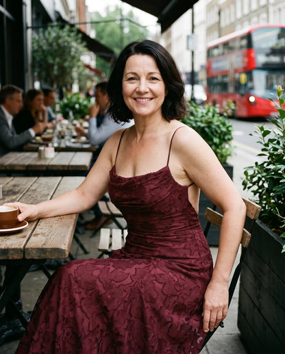 Lace Maxi Dress Burgundy Wrap - Burgundy