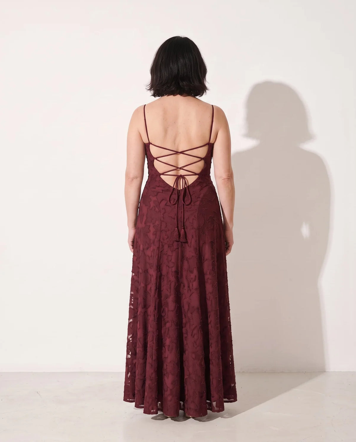 Lace Maxi Dress Burgundy Wrap - Burgundy