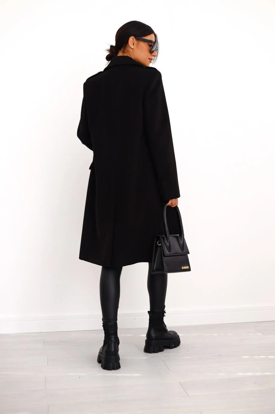 Wool-Look Coat Black Double-Breasted - Black