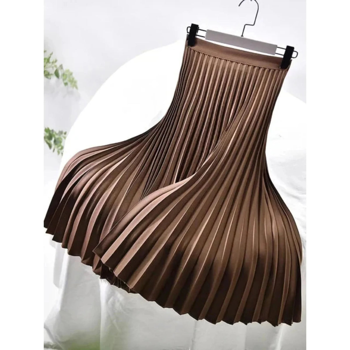 Maxi Skirt Black Pleated - Brown