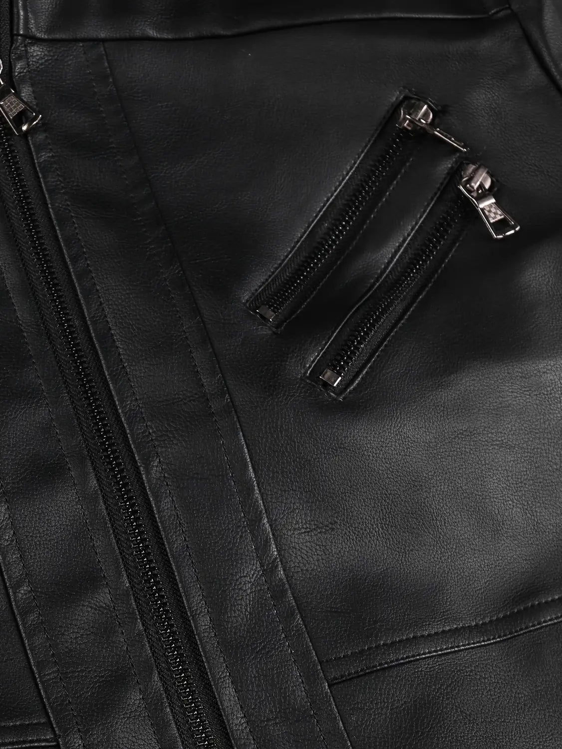 Men's Biker Jacket Black Jersey Hood - Black