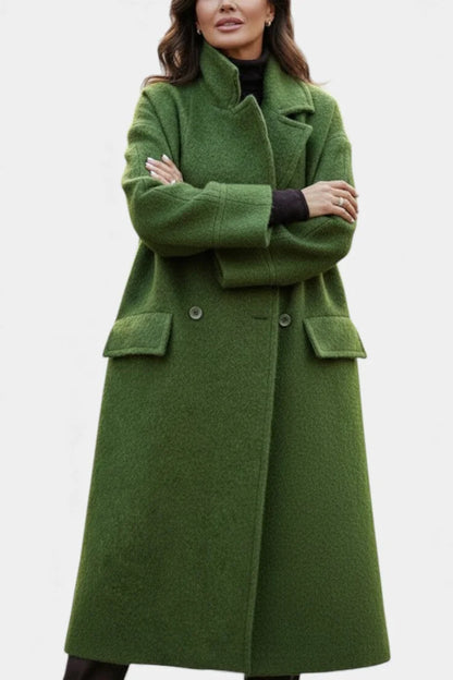 Wool-Look Coat Green Oversized Long - Green