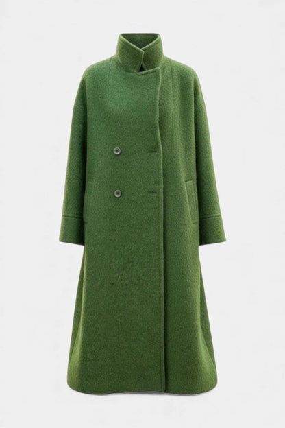 Wool-Look Coat Green Oversized Long - Green