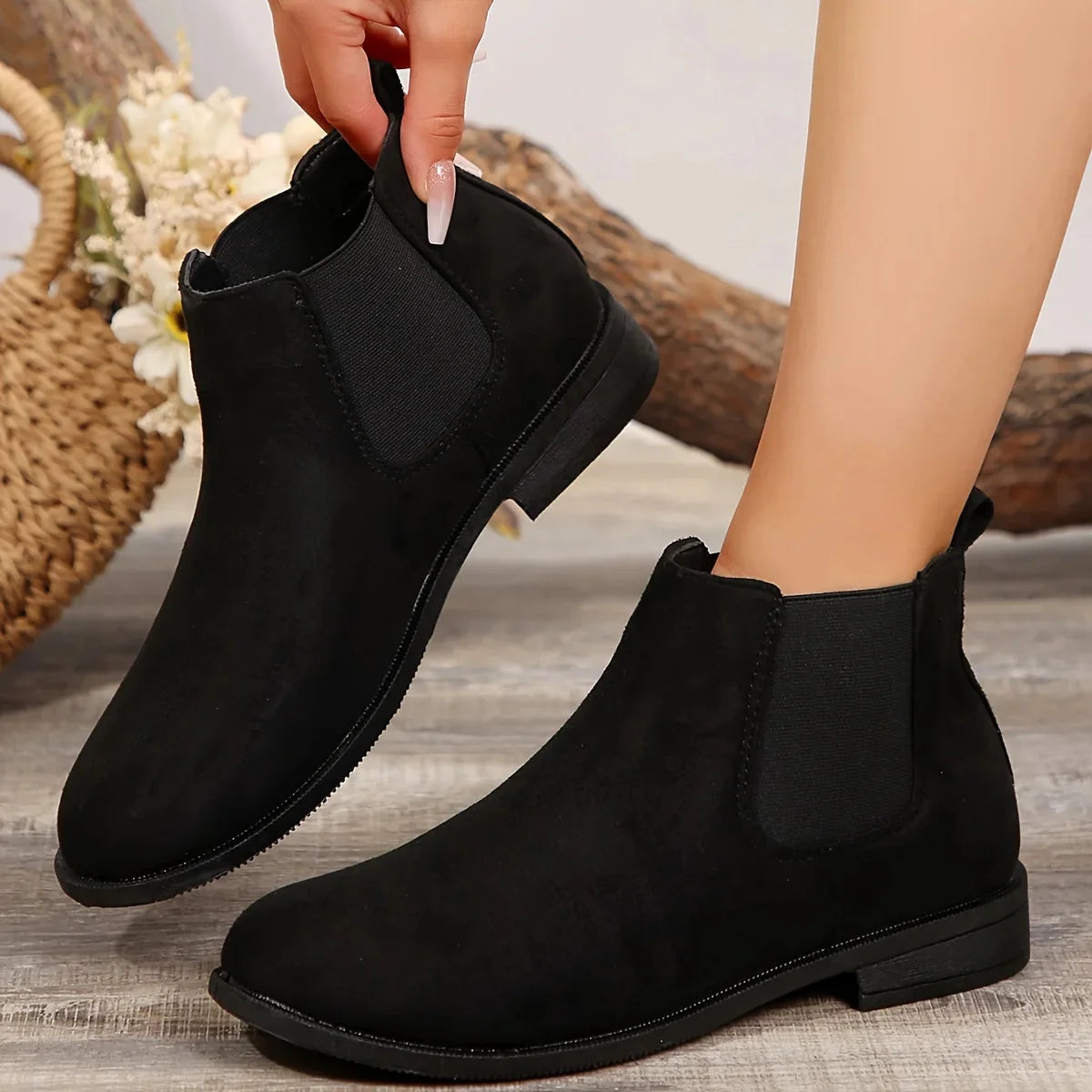 Brown Chelsea Boots Women Suede-Look view 3