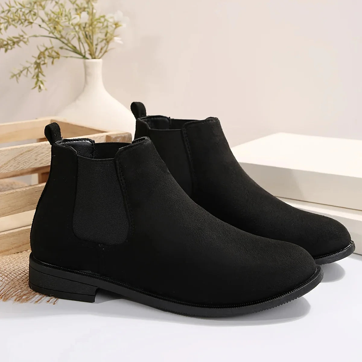Brown Chelsea Boots Women Suede-Look view 4